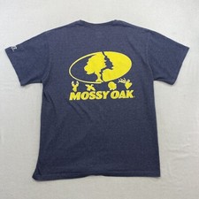 Mossy Oak Field Staff T Shirt Adult Medium Blue Short Sleeve Double Sided