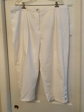 Alfred Dunner Capri Womens Plus Size 22W Light White Jean Pull-on Elastic Waist