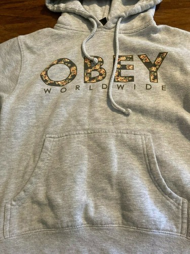 Obey Worldwide Women's XS Gray and Floral Pullover Hoodie - Picture 2 of 3