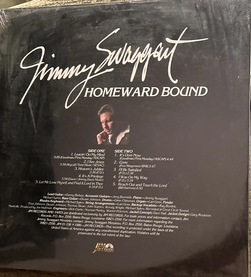 JIMMY SWAGGART-Homeward Bound LP  - Image 2 of 2