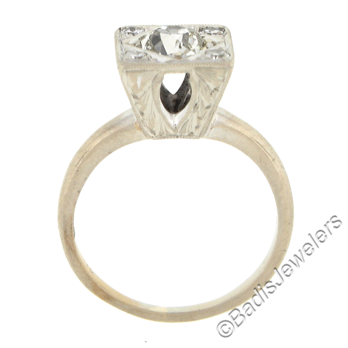 Antik Gold 0,87ct Altschliff Pave Diamant Handgravur Floral Verlobungsring - Bild 8 von 8