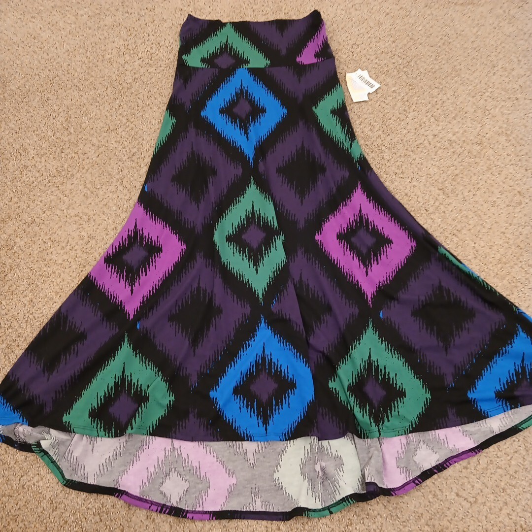 LuLaRoe Maxi Skirt Small Multicolor Geometric Long Pull On New-image