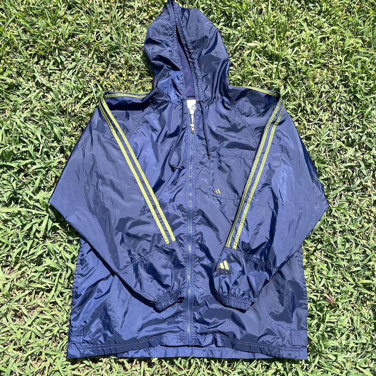 Vintage 90s Adidas Track Jacket Medium Blue Green Embroidered Full 