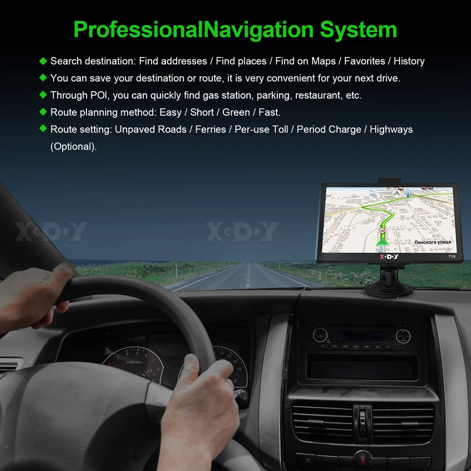 XGODY 7 Inch Truck GPS Navigation for Car System SAT NAV Speedcam POI New Map FM - Image 3 of 4
