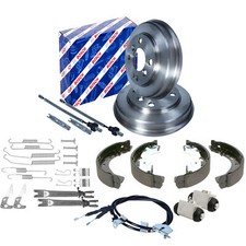 BOSCH Bremstrommel FEBI Bremsbacken Nachsteller Satz Hinten für FORD FIESTA VI