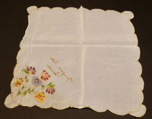 Handkerchief Niagara Falls Canada Hand Painted Floral Set of 2 Gold Trim 11 inch - Picture 8 of 8