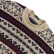 VTG The Big Sweater Chunky Knit Nordic Fair Isle Sweater Multicolor   Medium
