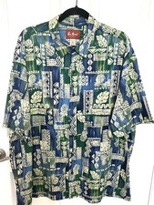 Shirt Men  s Pau Hana Hawaii Sz XXL Blue Green Short Sleeve Button Front Pocket