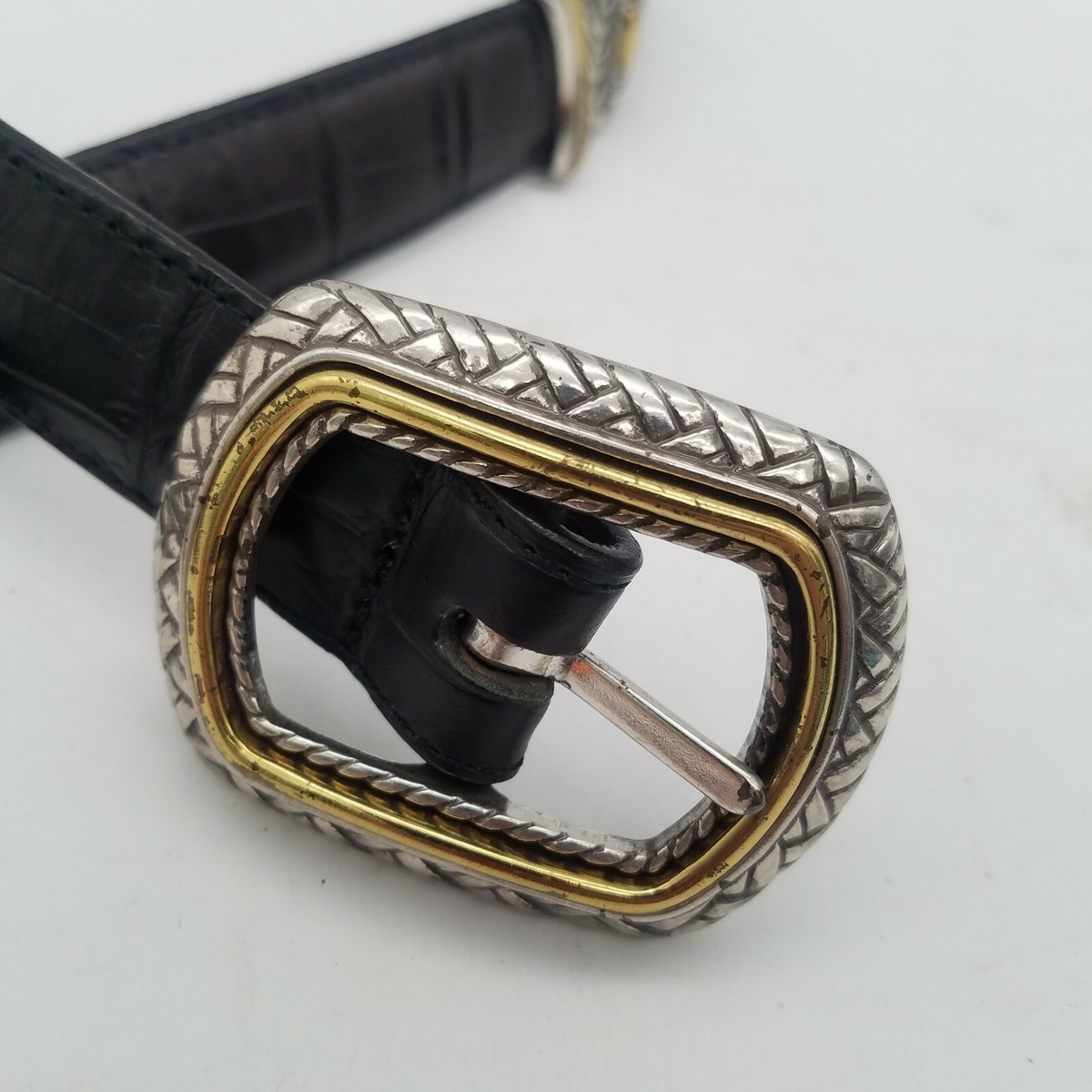 Brighton Marcus Two-Tone Black and Brown Reversible Belt 