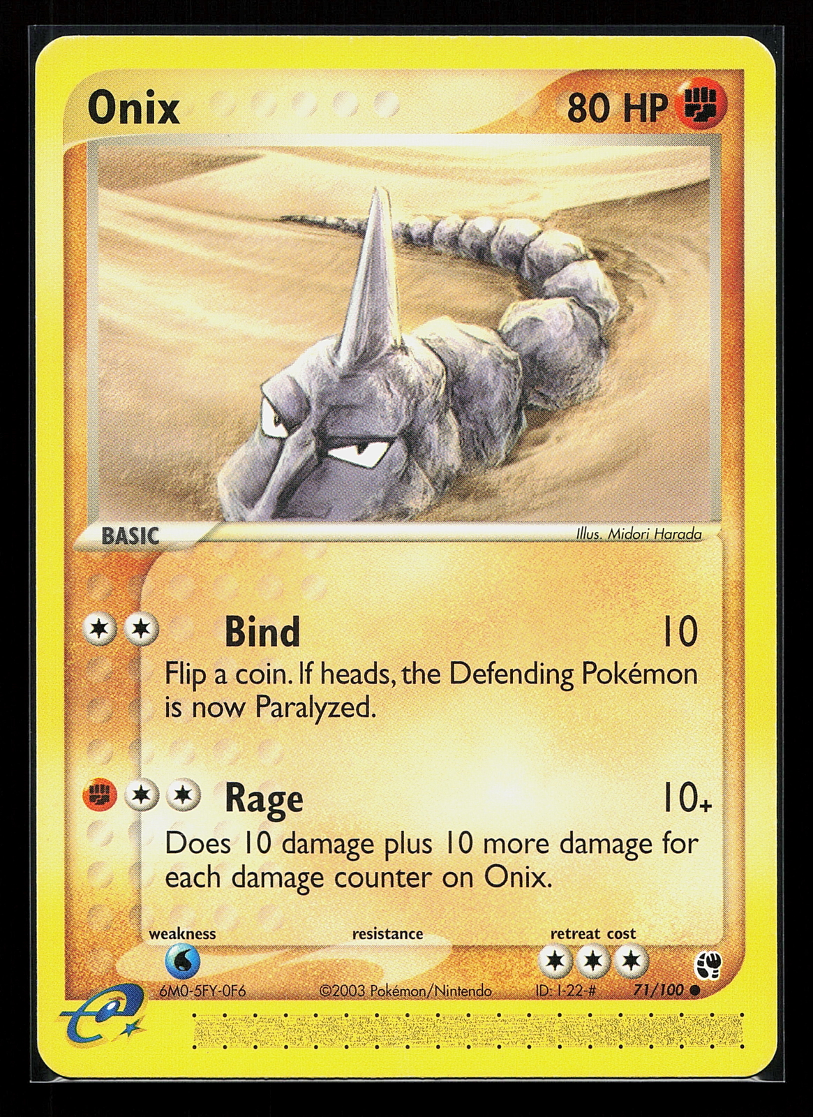 Onix 71/100 Common EX Sandstorm Pokémon Card