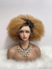 ombre Brown Afro Wig Bob Wig 13x4 Lace Front Human Hair Brazilian Hair Big Lace