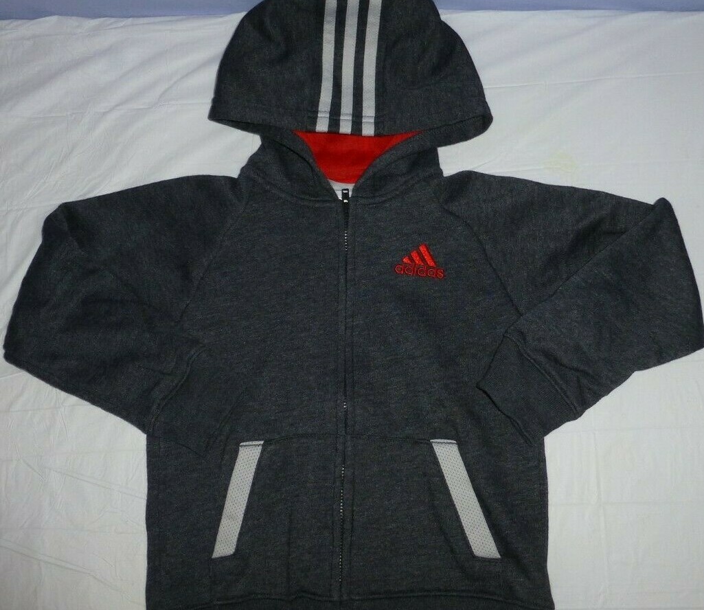 Child's Adidas Gray Fleece Embroidered Logo Full Zipper Hoodie