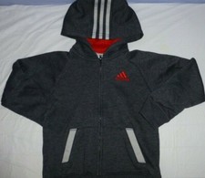 Child's Adidas Gray Fleece Embroidered Logo Full Zipper Hoodie Jacket Size 5