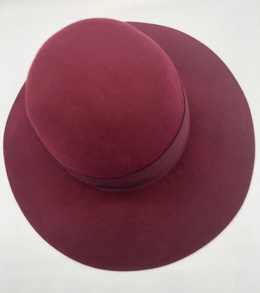 Sombrero floppy de fieltro borgoña Patricia Underwood con banda de sombrero de grosgrain Foto 2 de 3