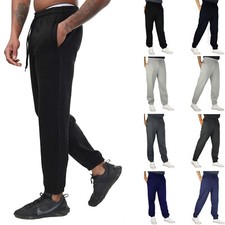Mens Fleece Trouser Elasticated Jogging Bottoms Cuffed Joggers Plain Track Pant