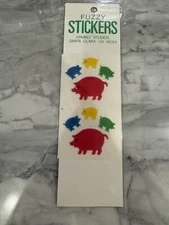 In Package Strip Vintage 80’s Hambly Fuzzy Stickers Pigs & Piglets Big & Small