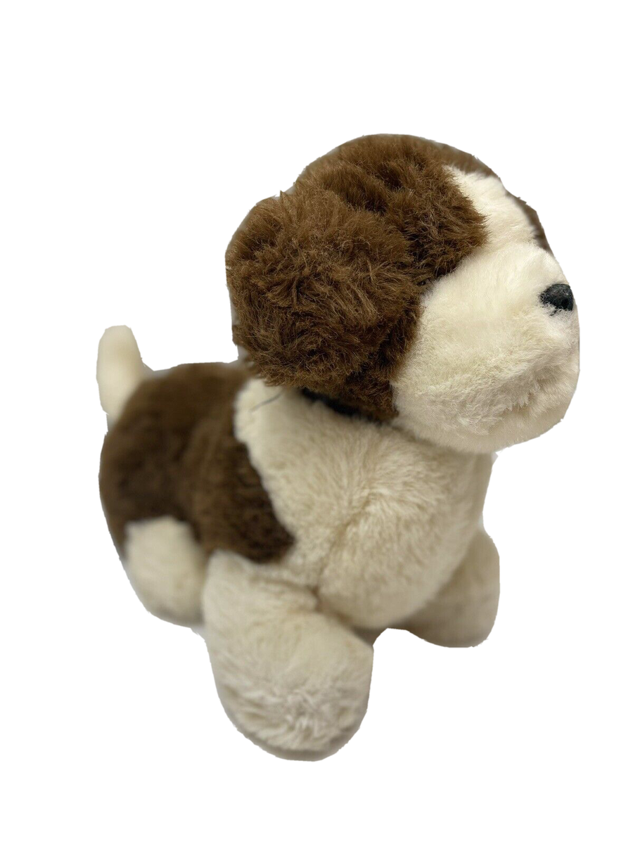 Brown White Puppy Dog Black Nose Vintage Walmart Plush 14