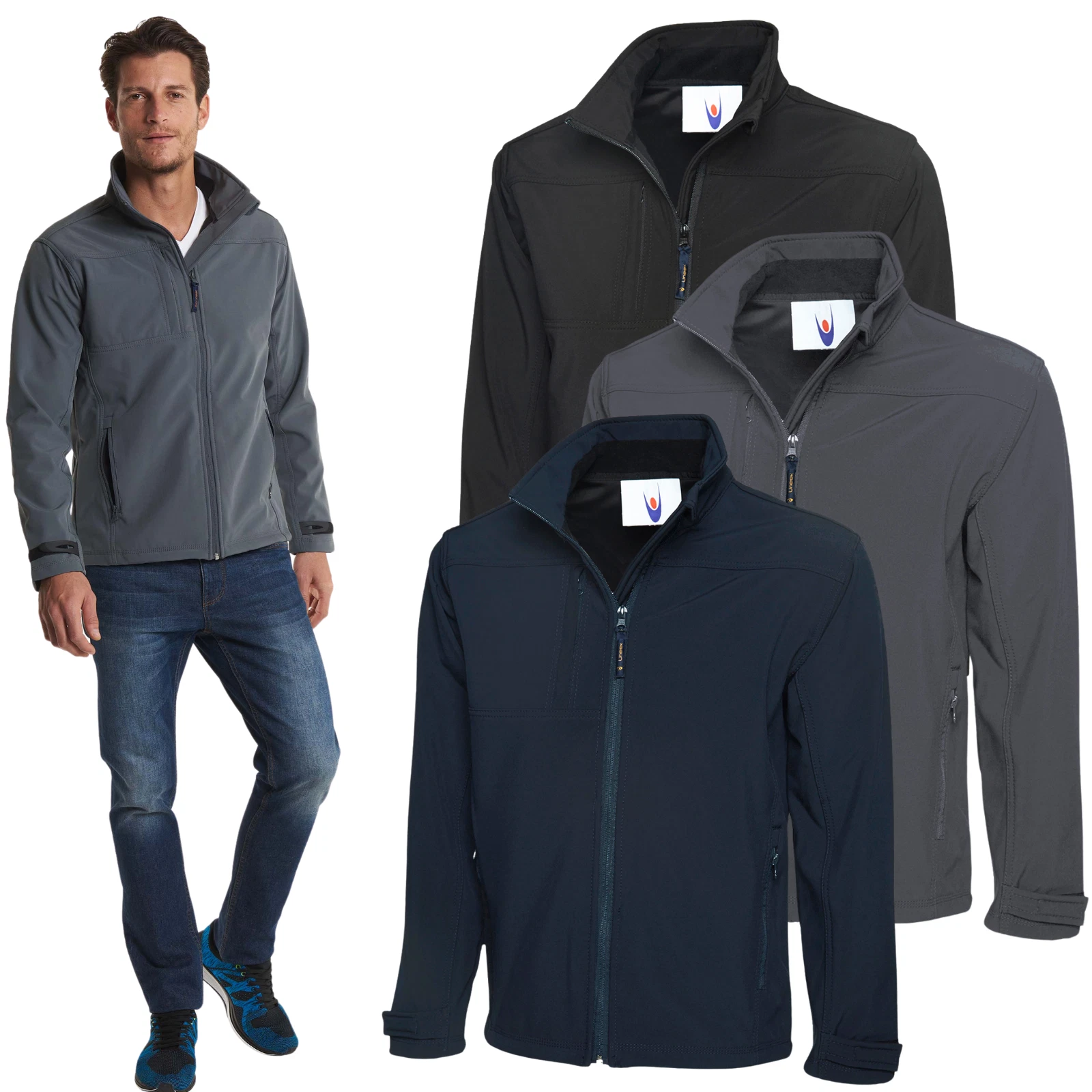 Mens Deluxe Full Zip Softshell Jacket Casual Outdoor Waterproof Winter Coat