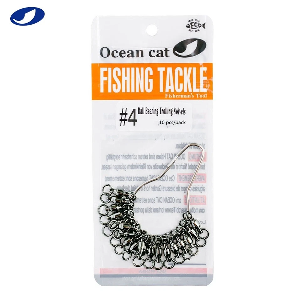 OCEAN CAT Ball Bearing Trolling Swivel Snaps Stainless Steel Nickel Doulock Fish - Image 4 of 4