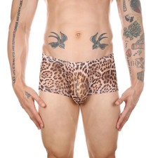 Boxer uomo slip tronchetti intimo sexy leopardato sottile vita bassa mutande