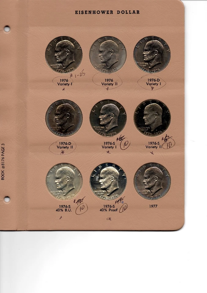 1971 - 1978 COMPLETE EISENHOWER IKE DOLLAR SET D P S PROOFS AND SILVER 32 COINS - Image 4 of 4