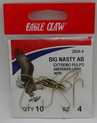 Eagle Claw 203AH-4 Größe 4 Gold Big Nasty Aberdeen Haken