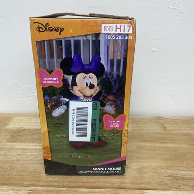 Disney Minnie Mouse Bat Wings Gemmy Airblown Inflatable Halloween Light Up 3.5'