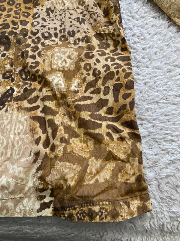 Camisa con botones Caribbean Joe para mujer de leopardo manga 3/4 multicolor talla XL Foto 3 de 4