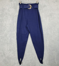 Vtg NWT Jay Jacobs Womens Stirrup Pants Sz M Blue High Rise Pleated Buckle Belt