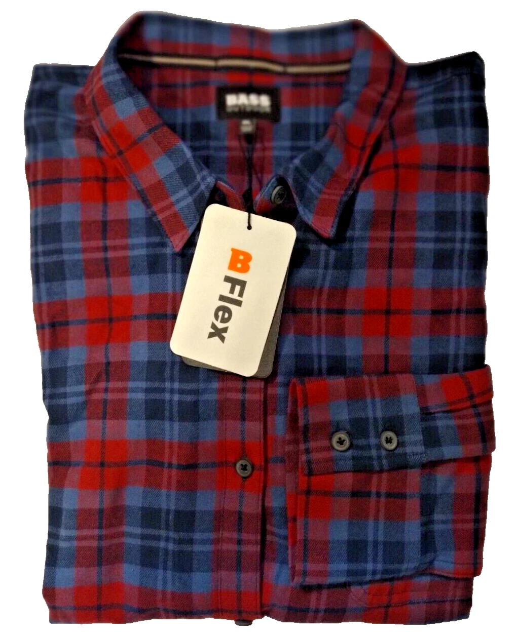 Bass Outdoor Women's Flannel Shirt Red/Blue Plaid Long Sleeve Size XL New