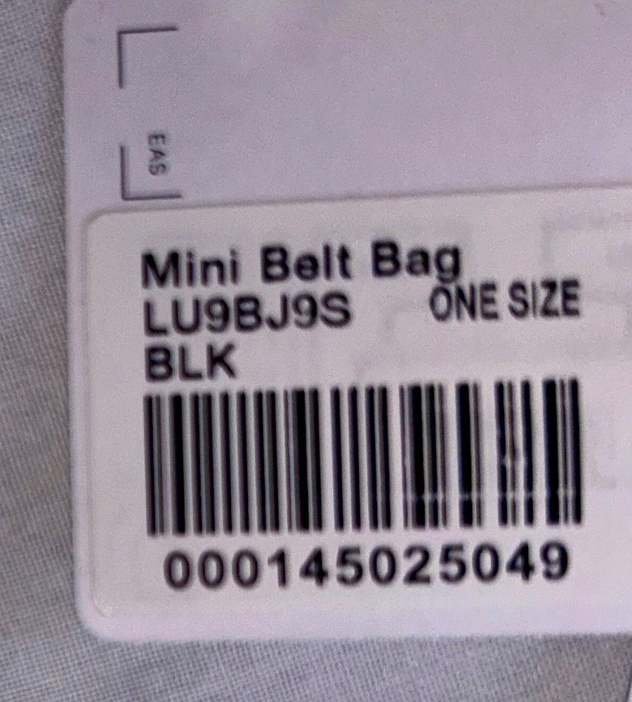 NWT Lululemon Black Mini Belt Bag 0.7L Authentic Smallest Size Crossbody