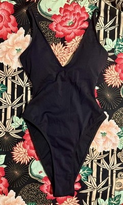 TA3 Black One Piece Swimsuit XS Lace-Up Back Adjustable Straps Nylon Spandex