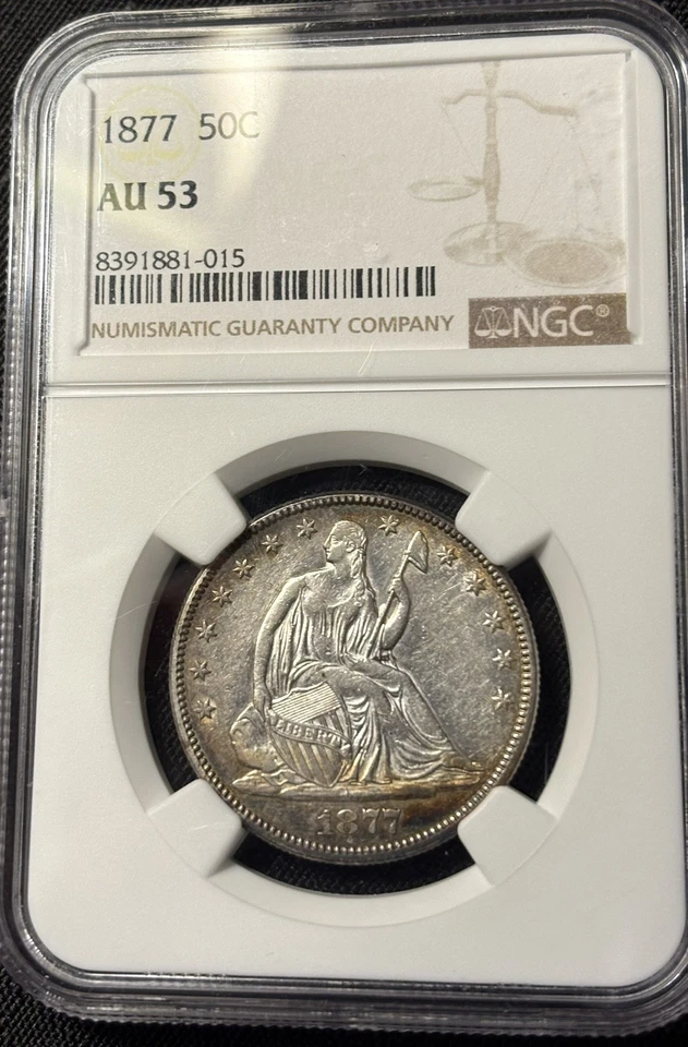 1877 50c Seated Half Dollar NGC AU53 Original , Nicely Toned - Image 2 of 4