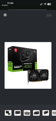MSI GeForce RTX 4060 Ventus 2X Black OC 8GB GDDR6 PCIe DP HDMI