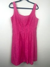 Nine West Women's Pink Barbiecore Sleeveless A Line Dress w/ Pockets Size 12