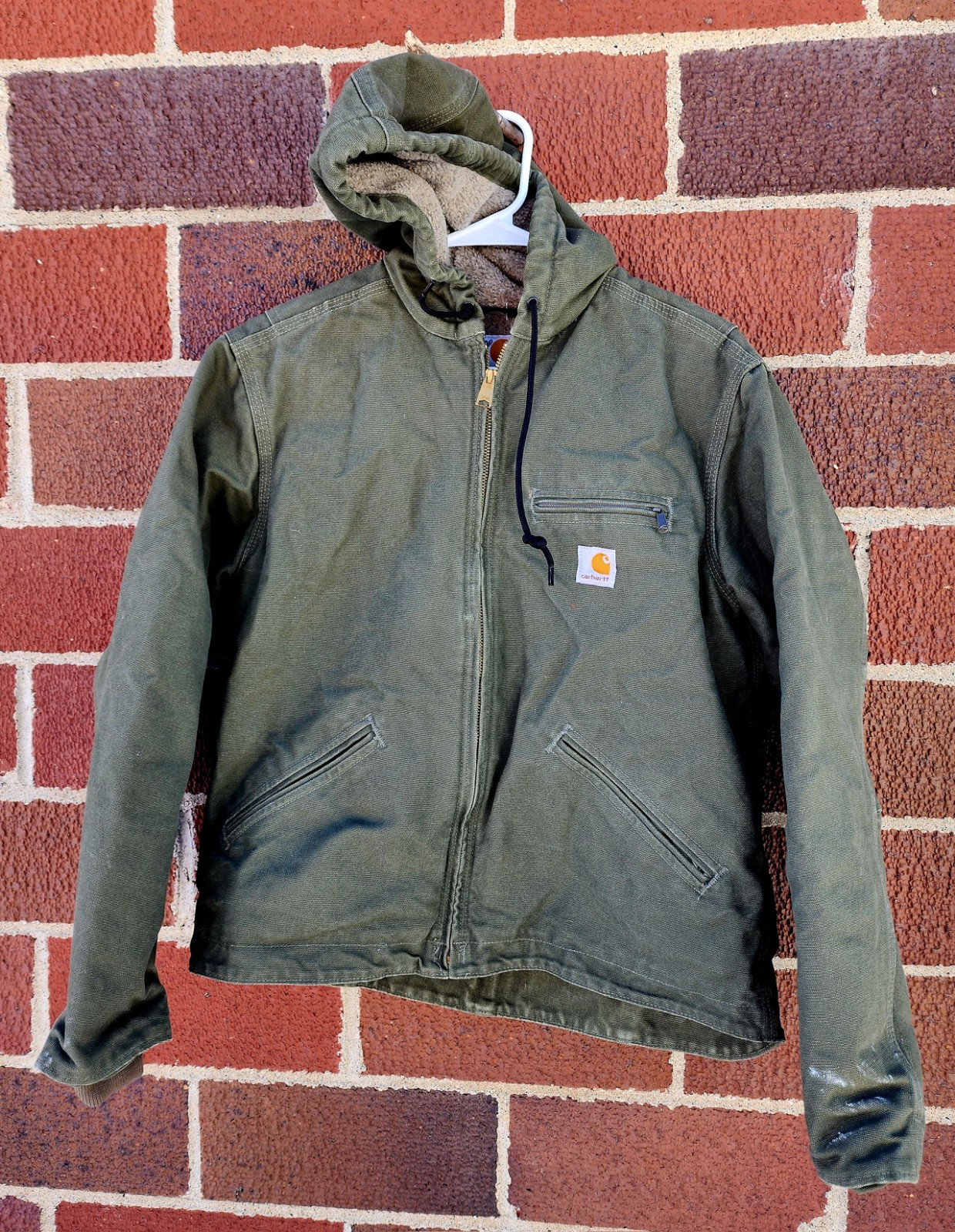 Carhartt Womens WJ141 LOV Hooded Sherpa Fleece Lined Green Jacket