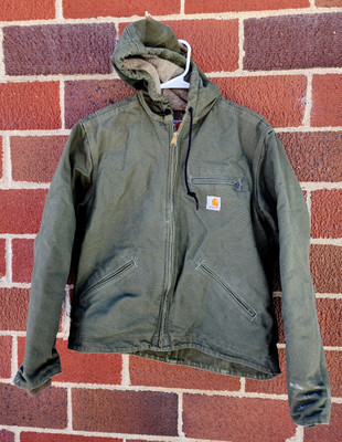 Carhartt Womens WJ141 LOV Hooded Sherpa Fleece Lined Green Jacket