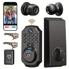 ARPHA Smart Fingerprint Door Lock Keyless Camera Deadbolt WiFi APP Doorbell+D500