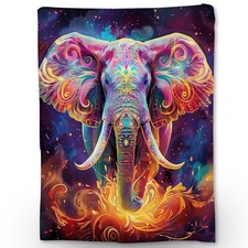 Beautiful Elephant Blanket - Soft, Lightweight Flannel, Fuzzy and Fluffy Thro...