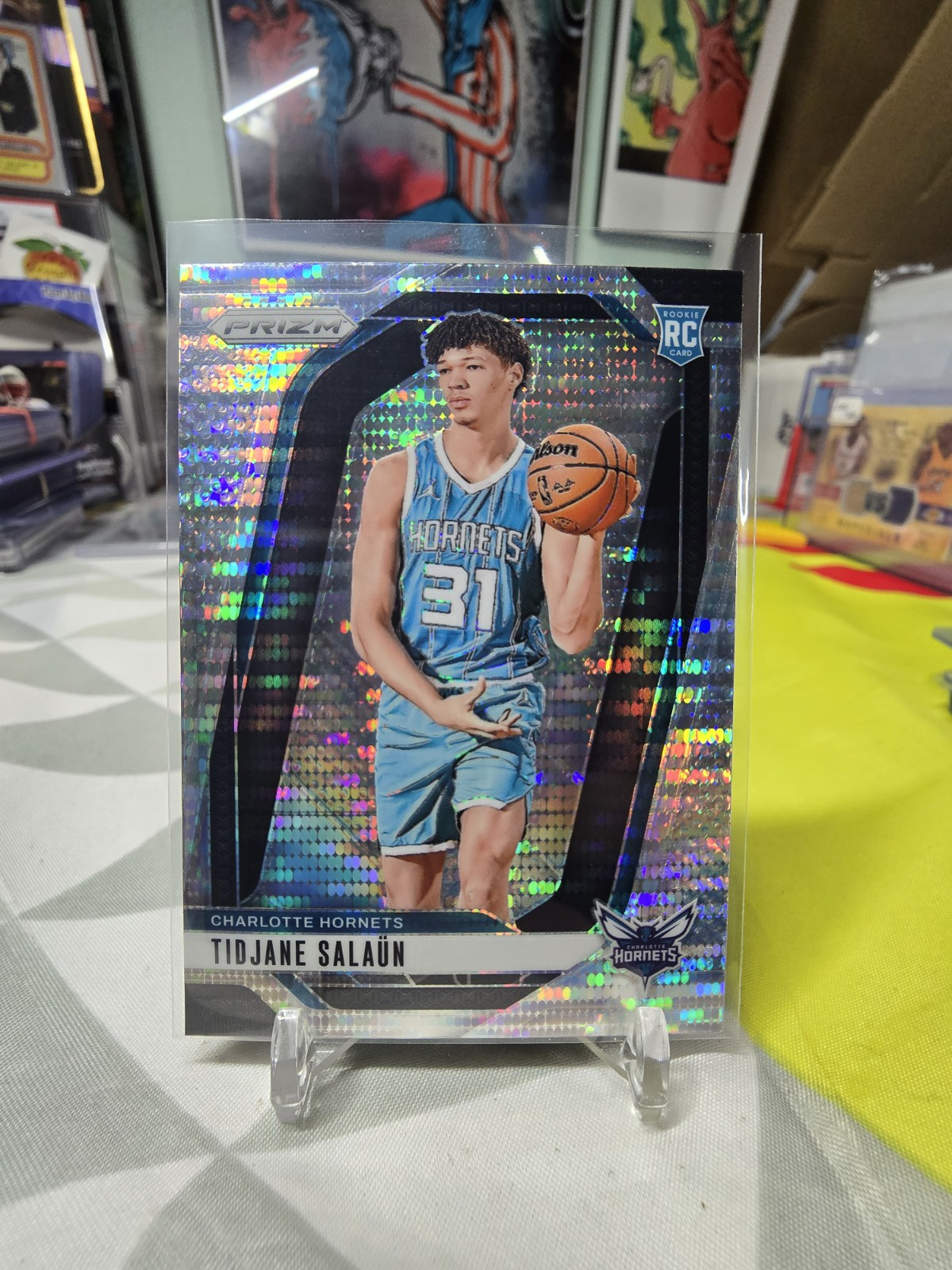 2024-25 Panini Prizm Tidjane Salaun Silver Pulsar Prizm Rookie RC #262 Hornets