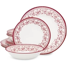 TUDOR Royal Collection 12-Piece Round Porcelain Dinnerware Set, Servic