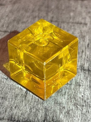 Vtg Armory d6 yellow gem uninked rpg ad&d beveled edge dice 120723@