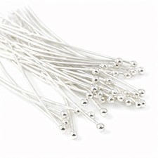 Silver Ball Head Pins Nickel Free Brass Jewelry Making Supplies 22g 2 inch