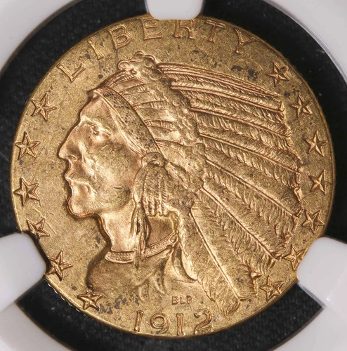 1912 NGC MS-61 Gold Half Eagle $5 Indian Head
