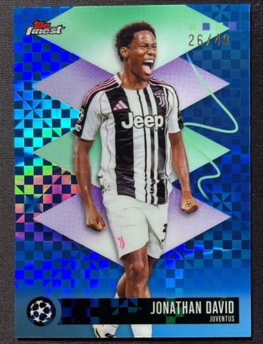 Jonathan David 2025-26 Topps Finest UCC Rare Blue Checkerboard Base /49 #588