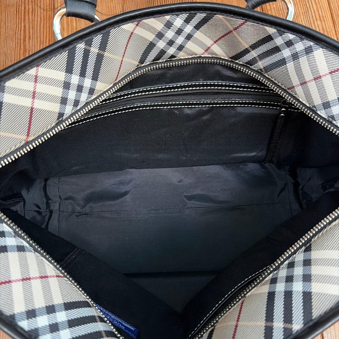 Burberry Blue Label Tote Bag Nova Check Beige Canvas Leather Handbag Bag New thumbnail 14