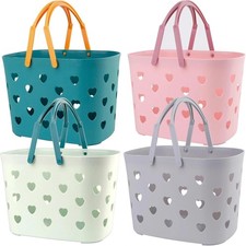 4 Pack Portable Shower Caddy Basket, Plastic Storage Basket with Handle, Caddy