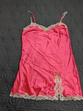 Victoria's Secret Babydoll Lace Slip Womens Sleep Fuchsia Hot Pink Green Size L
