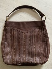 Vintage Fossil Brown Leather Shoulder Bag Soft Pebble Leather