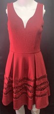 Anthropologie Annabella Sleeveless A-Line Dress Knee Length Red Women's Small